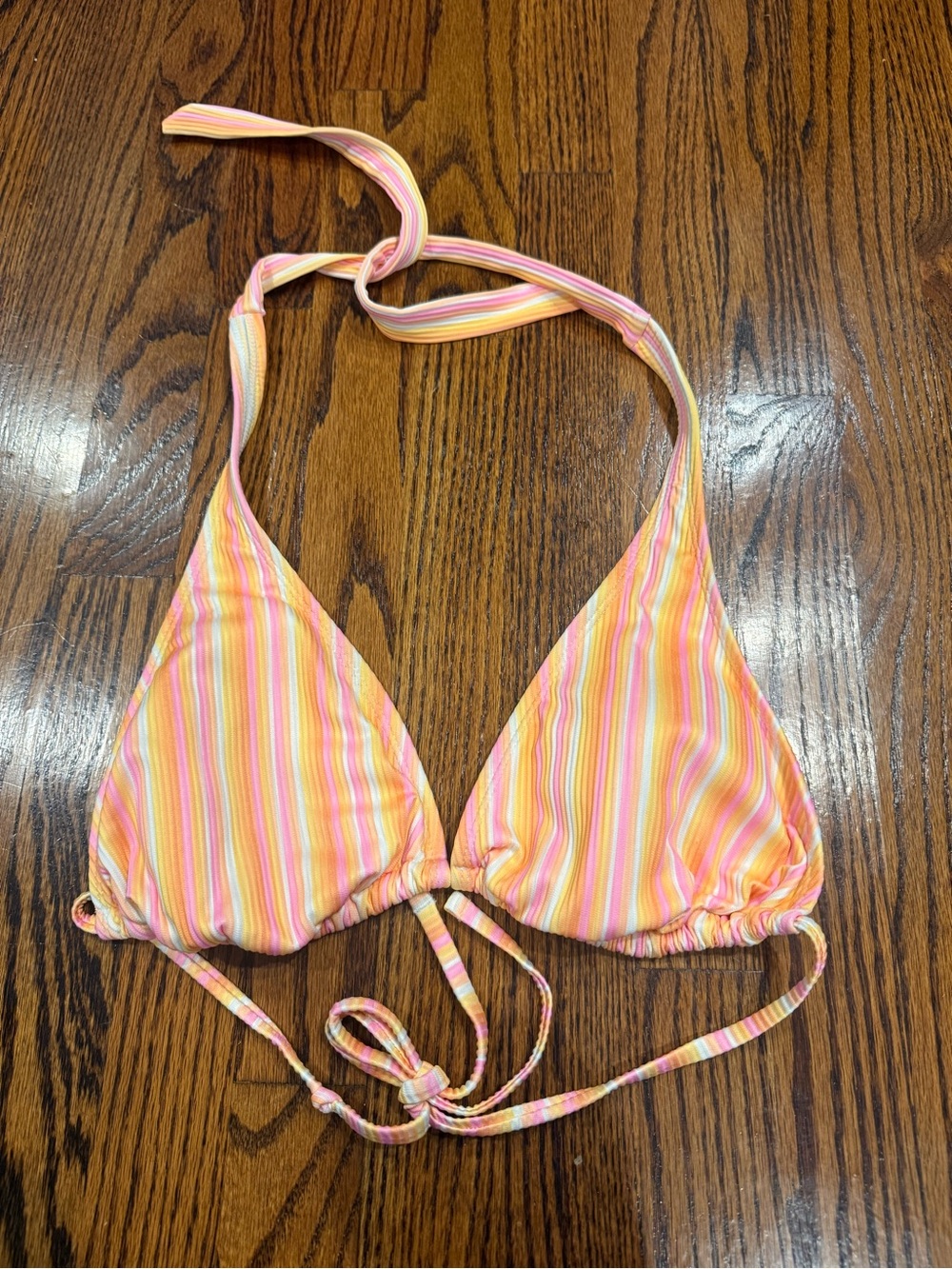 wild fable Pink, Yellow & Orange Striped Triangle Bikini Top